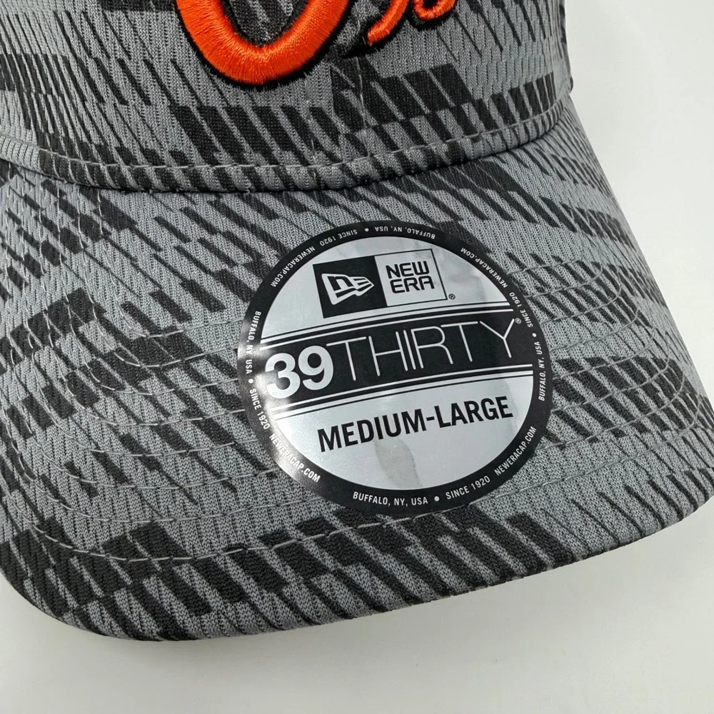 New Era Baltimore Orioles 39THIRTY MLB Baseball Cap Medium Large Gray Orange NEW